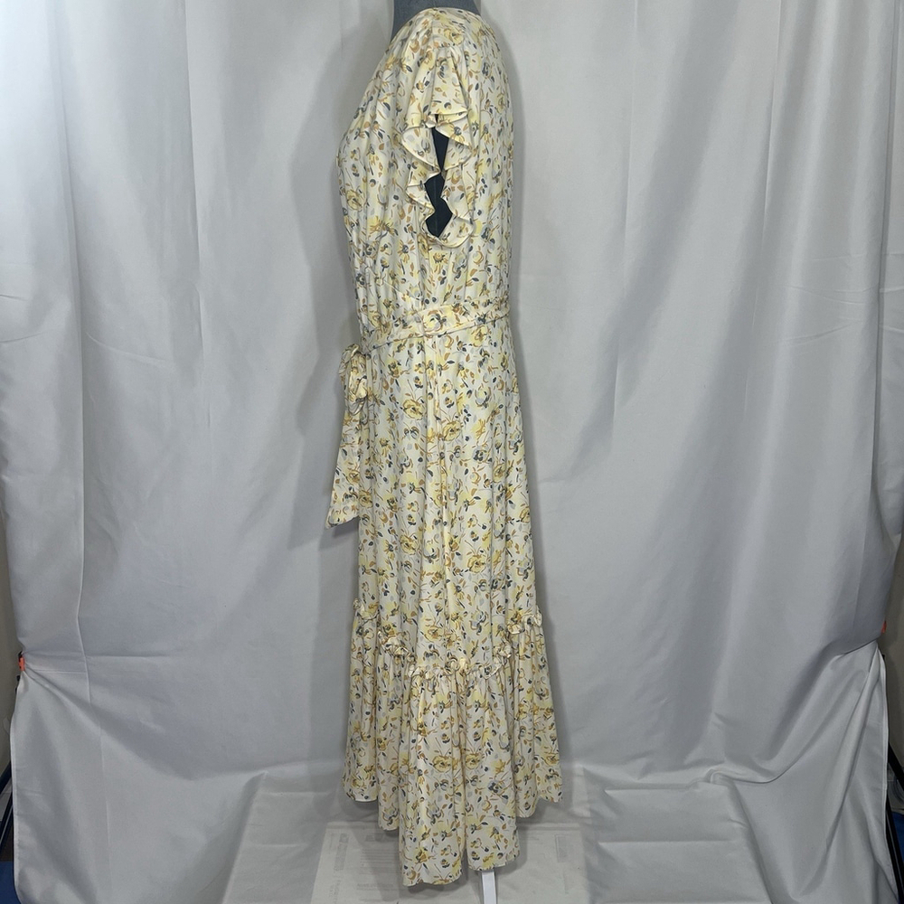 Lauren Ralph Women's Florals Georgette Flutter-Sleeve A-Line Dress Sz 14 Yellow - Picture 11 of 16